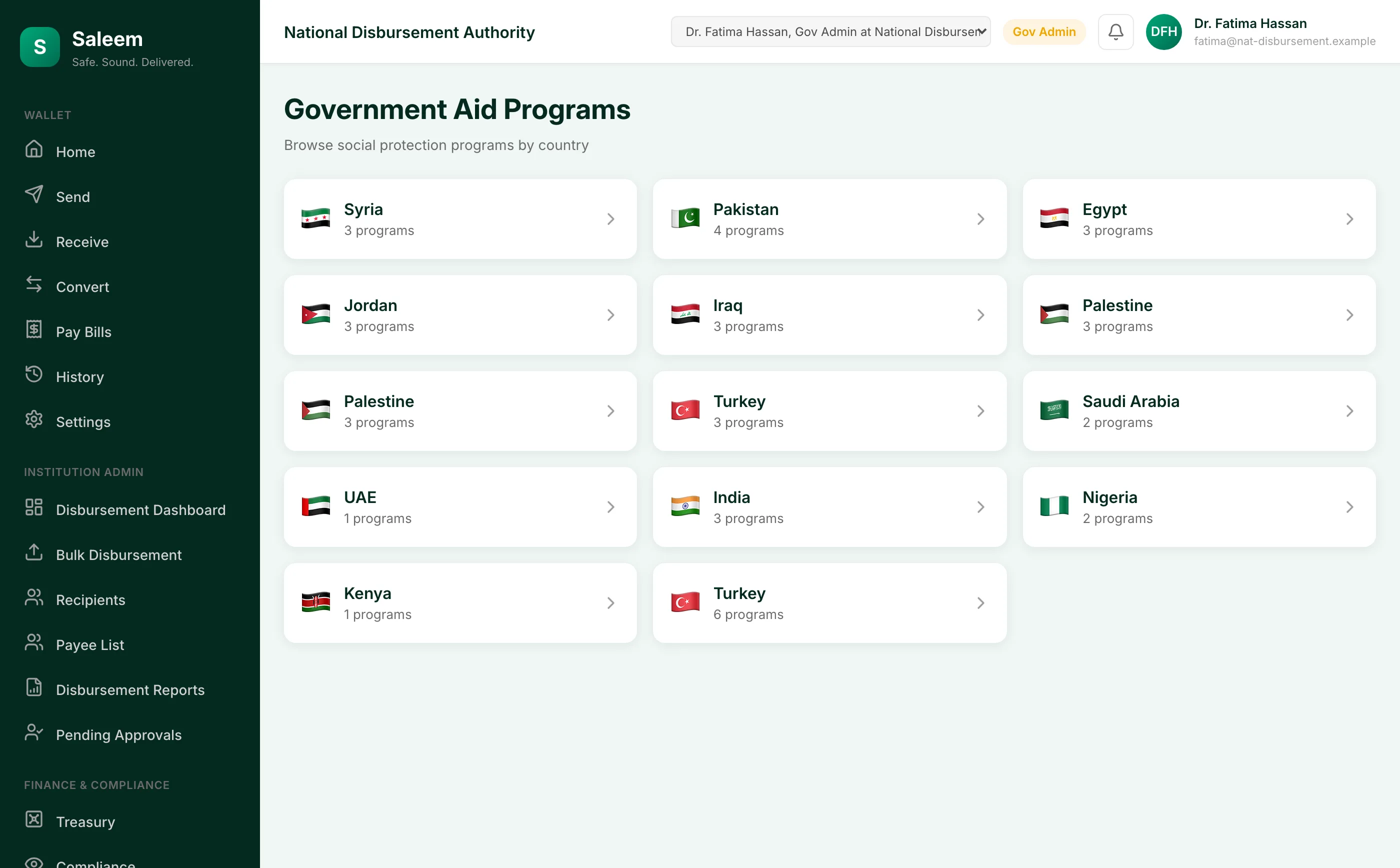 Saleem desktop operator console: humanitarian bulk disbursement module